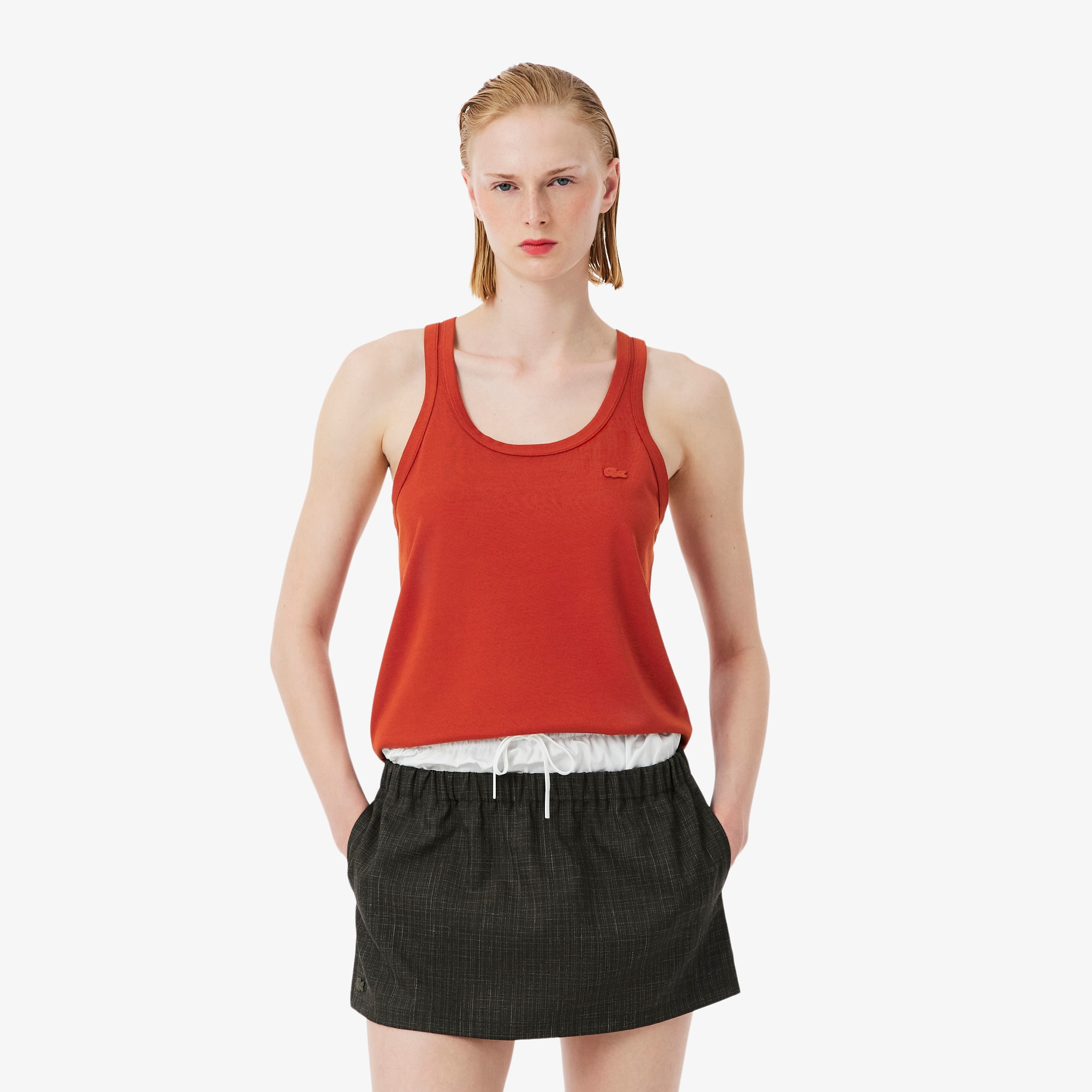 Lacoste Runway Silk Piqué Tank Top In Multi