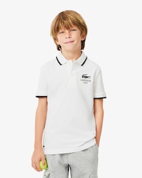 Boys' Stripe Collar Petit Piqué Polo