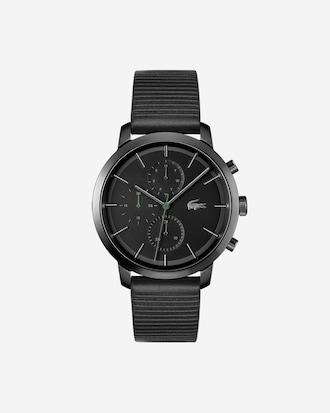 Men's Replay Black Leather Strap Watch