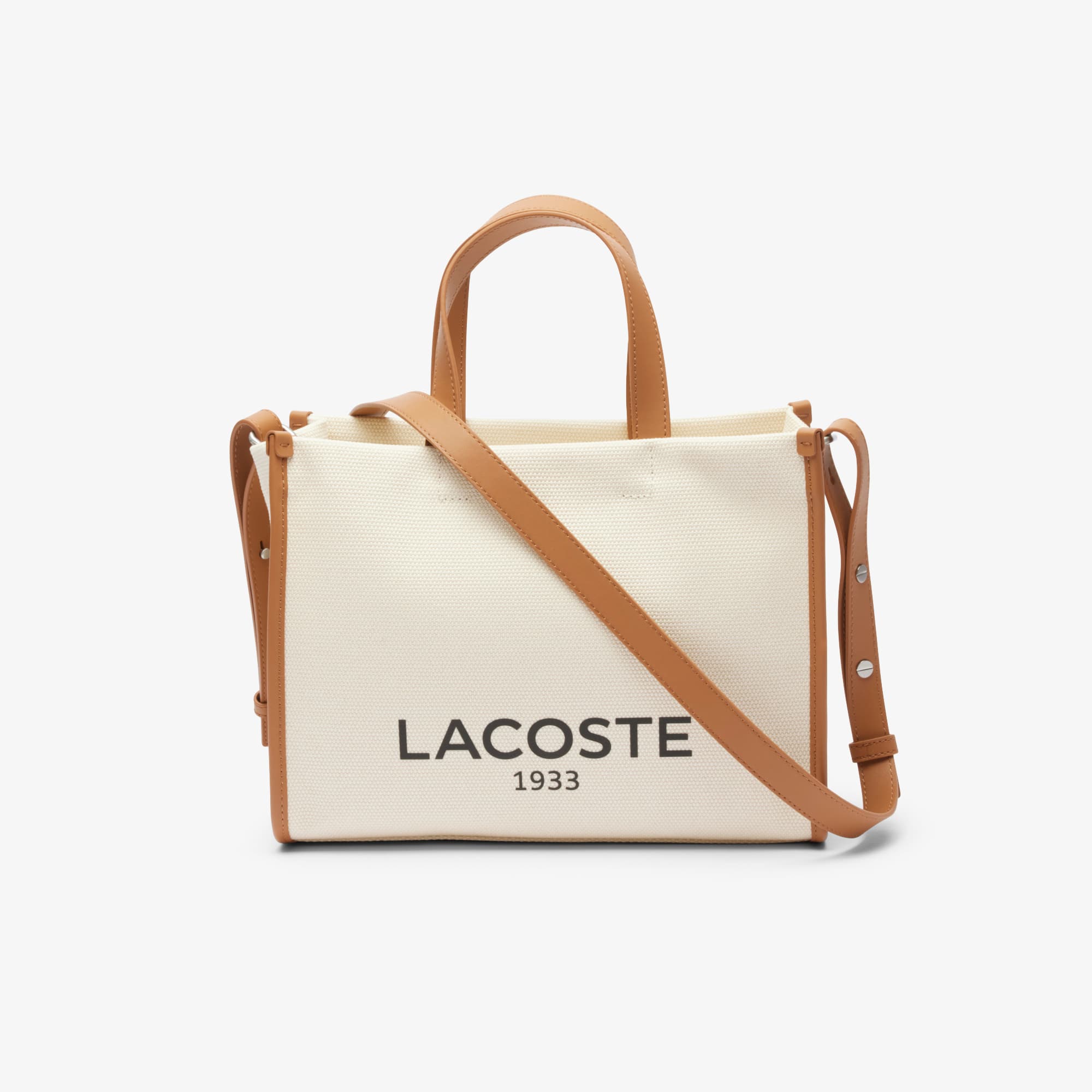 ★LACOSTE★ Women's Heritage Canvas Tote Bag Ivory NF4811T54 Women's Heritage Canvas Branded Thick Cotton Tote - Bags