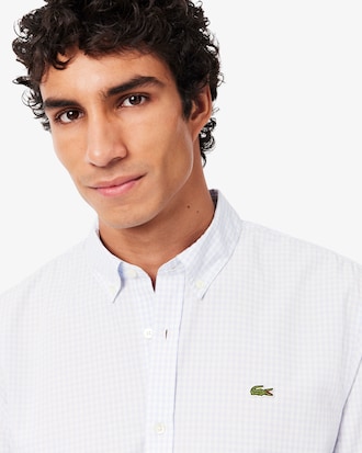 Camisa de Popelina de Cuadros de Corte Regular
