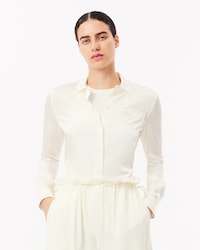 Camisa fluida con cuello de canalé y corte slim