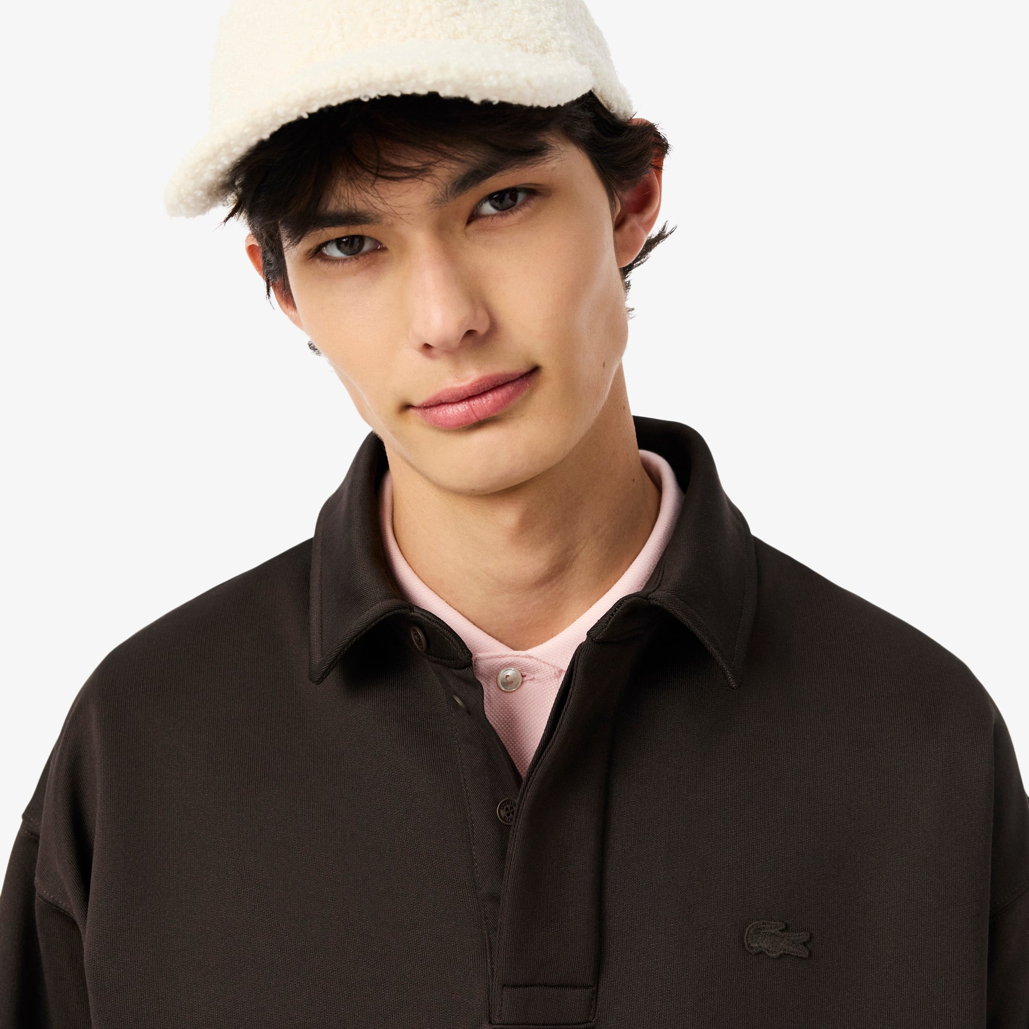 Men's Loose Fit Fleece Polo Sweatshirt