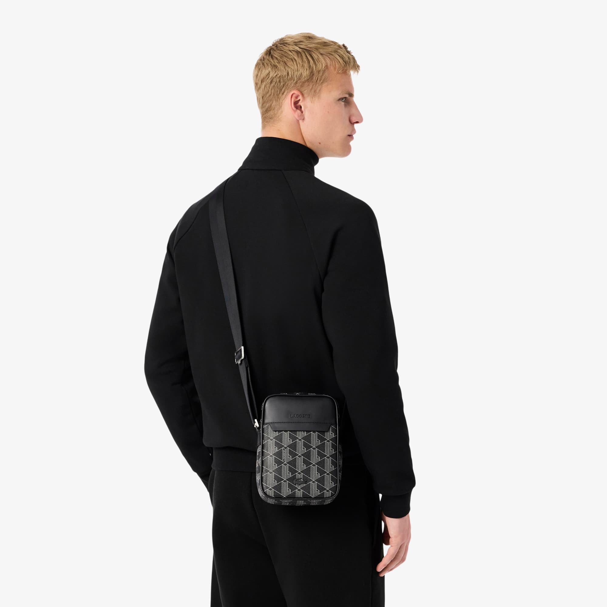 【LACOSTE】速達無料THE BLENDモノグラムショルダーバッグ/black LACOSTE◇ラコステ◇The Blend モノグラム ショルダーバッグ
