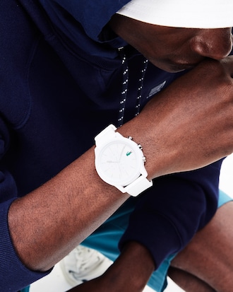 Men's Lacoste 12.12 Chronograph Watch with White Silicone Strap