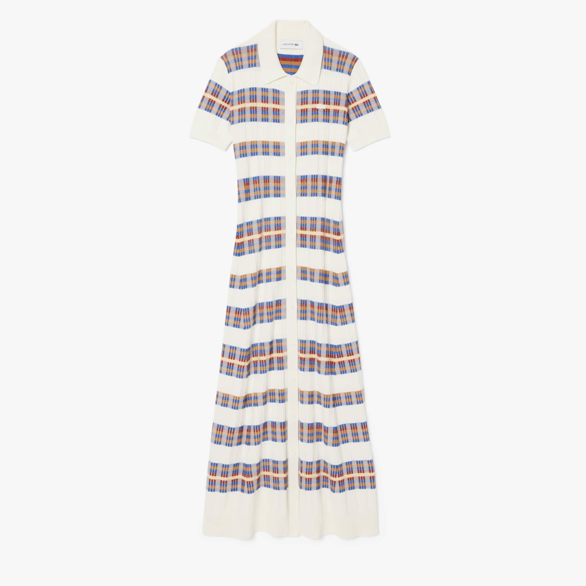 Women's Ribbed Knit Polo Collar Dress - Dresses - New In