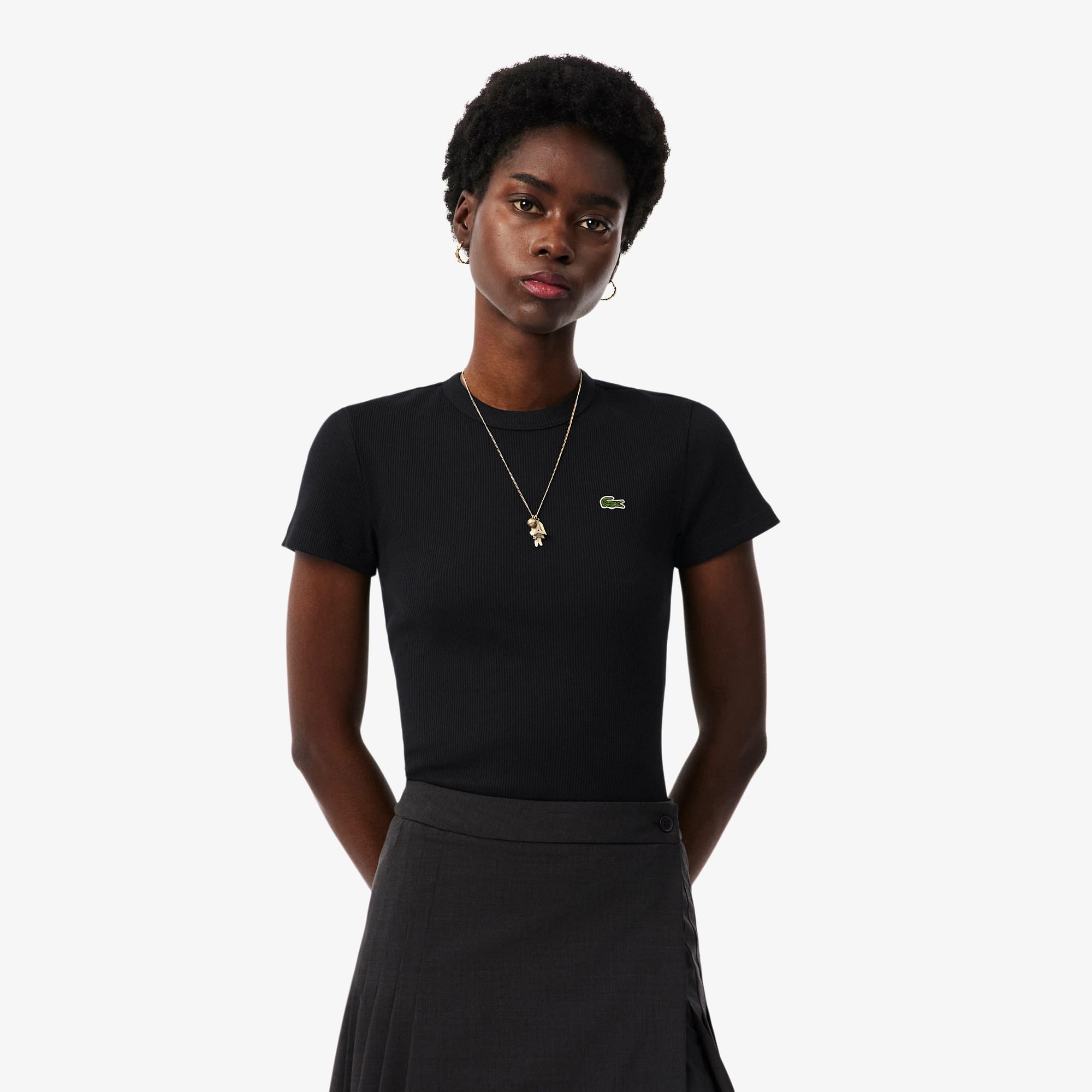 Women's Slim Fit Ribbed Cotton T-Shirt
