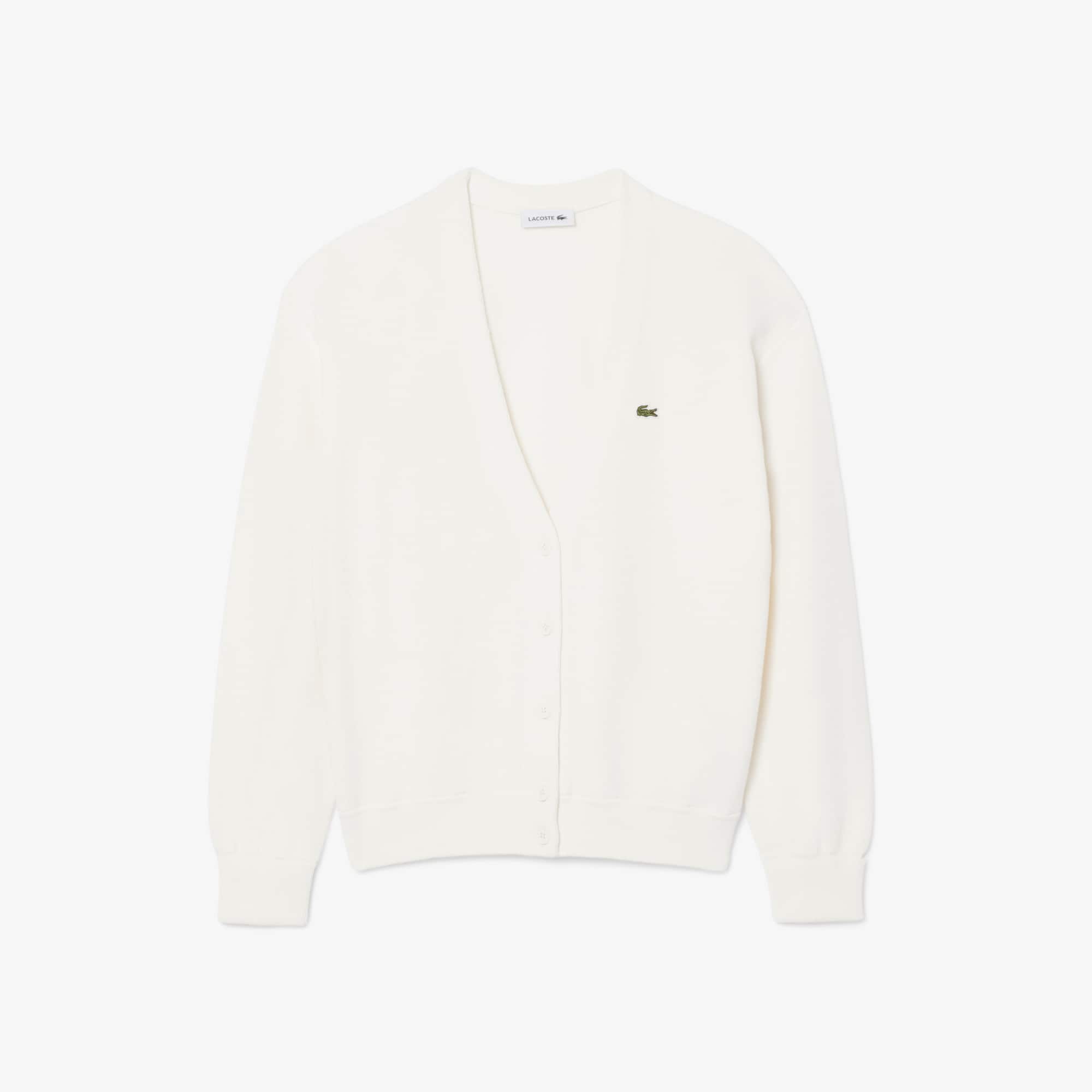 Women's V-Neck Moss Stitch Cotton Cardigan - Sweaters