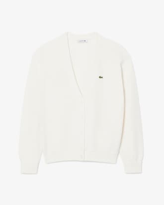 Women's V-Neck Moss Stitch Cotton Cardigan
