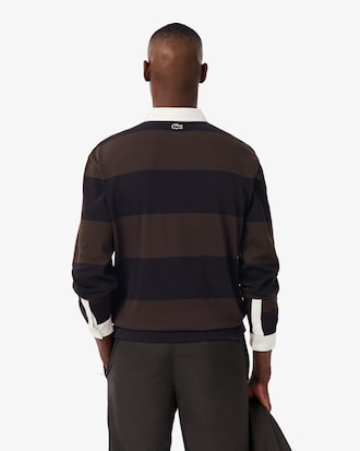 Men's Relaxed Fit Striped Rugby Polo