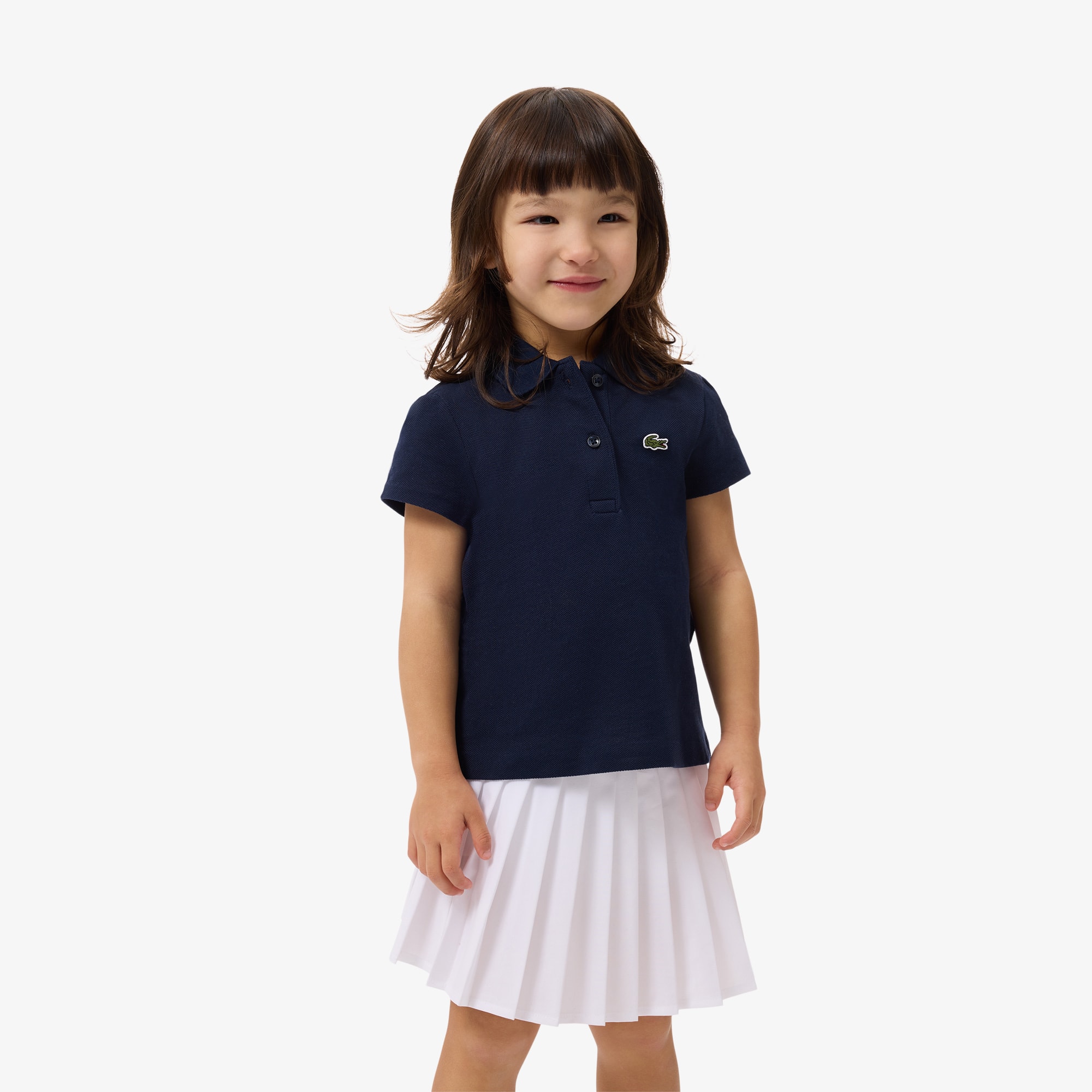 Lacoste Girls' Scalloped Collar Piquã© Polo - 7 Years In Blue