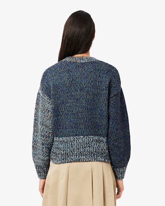 Women's High-Neck Wool Blend Cable Knit Sweater
