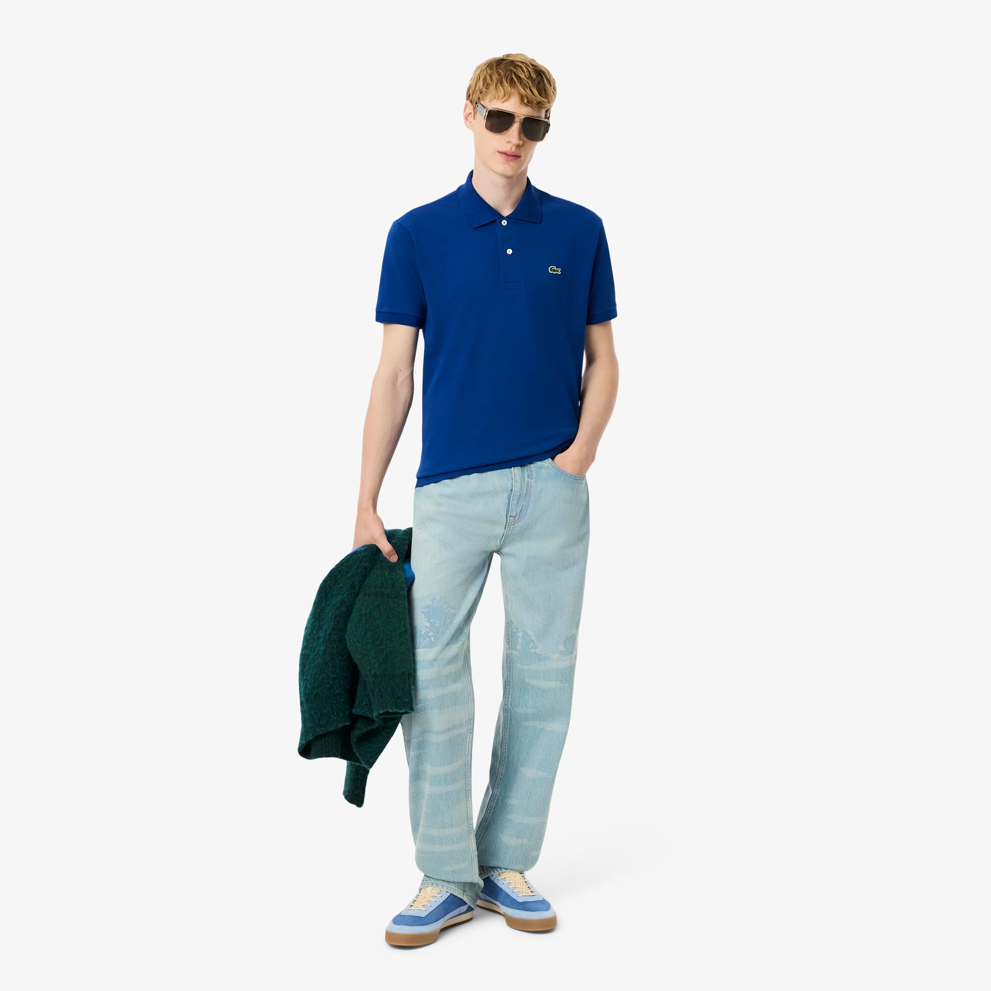 Lacoste Men's Straight Fit Landscape Motif Denim Jeans