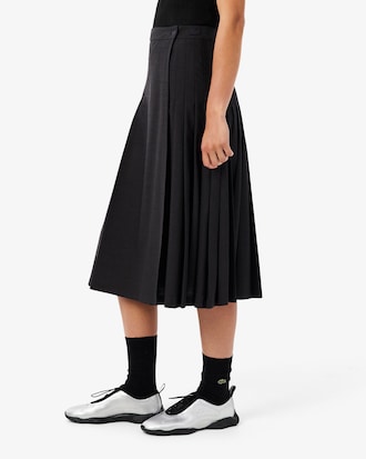 Women's Pleated Wool Midi Wrap Skirt