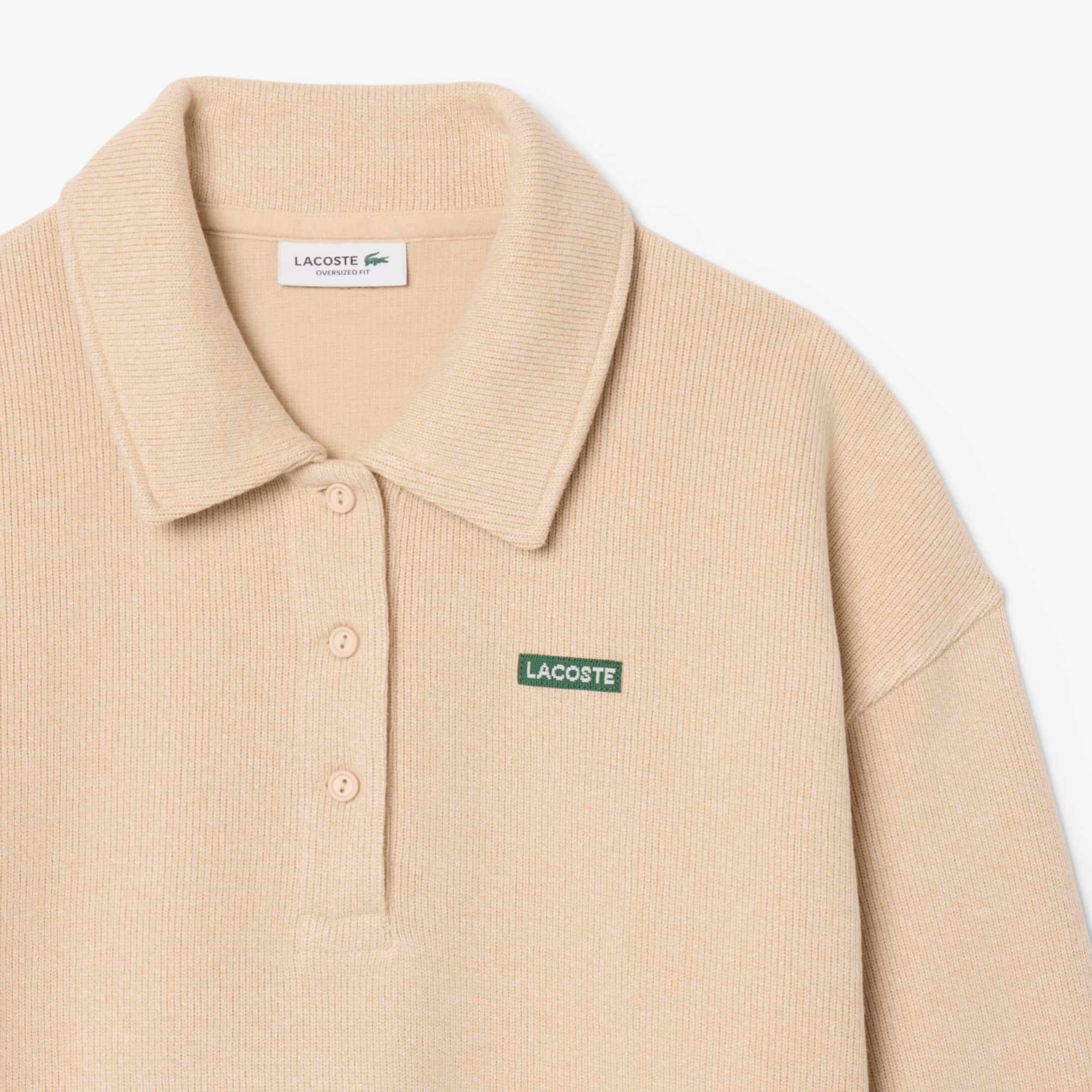 Oversized Ribbed Polo Collar Sweatshirt