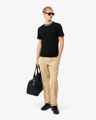 Men's Stretch Piqu&eacute; Striped Collar T-Shirt