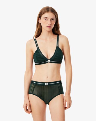 Velour Stripe Mesh Triangle Bralette