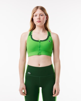 Bralette elástico deportivo con Color Block y Cierre