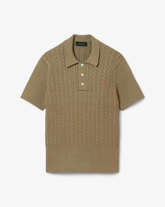 Runway Cable Knit Polo Collar Sweater