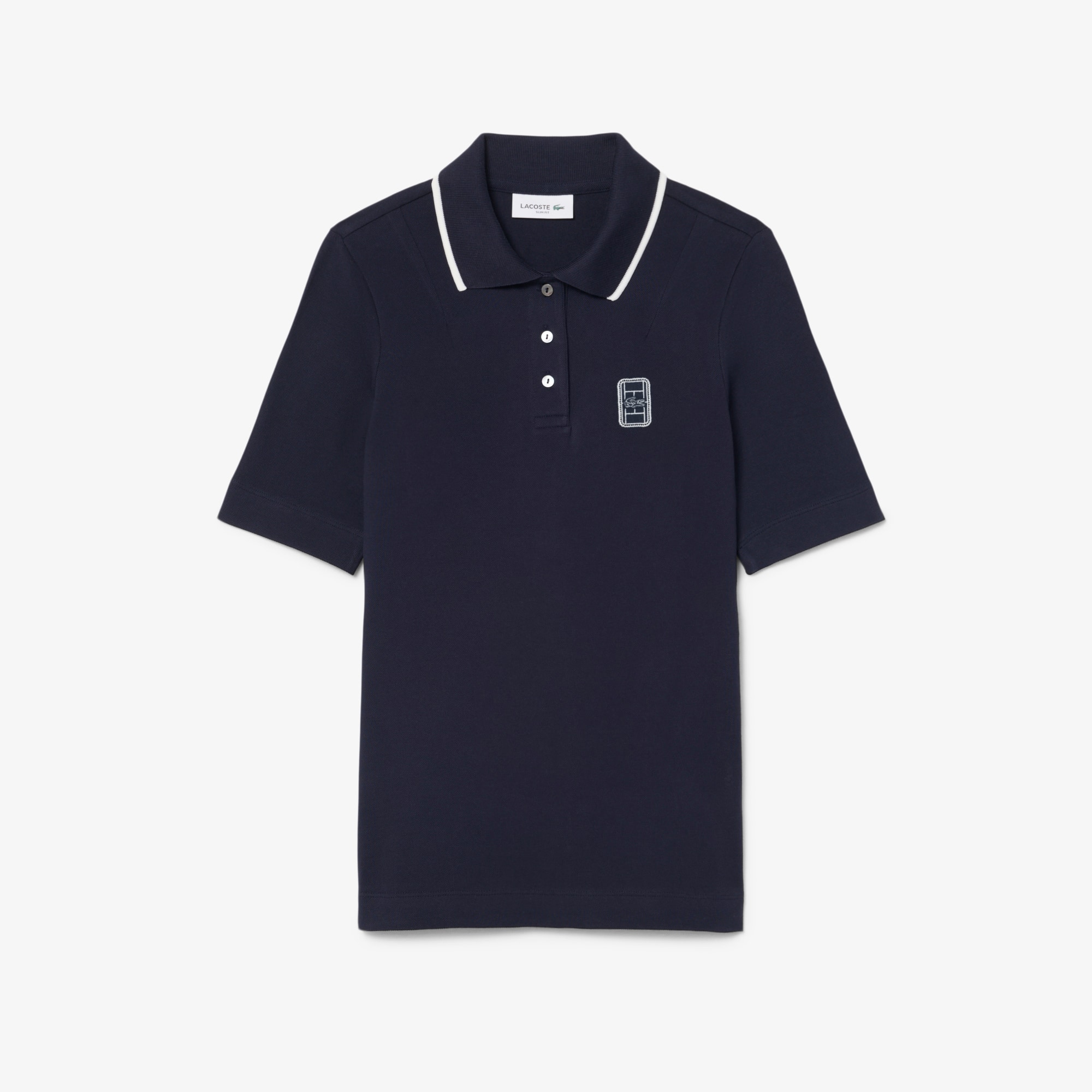 Slim Fit Two Tone Badge Accent Polo Shirt