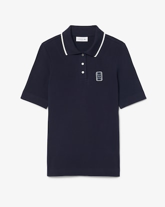 Slim Fit Two Tone Badge Accent Polo Shirt