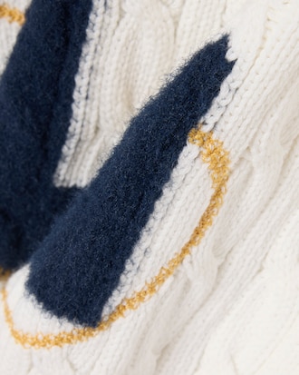 Embroidered Intarsia Cable Knit Sweater