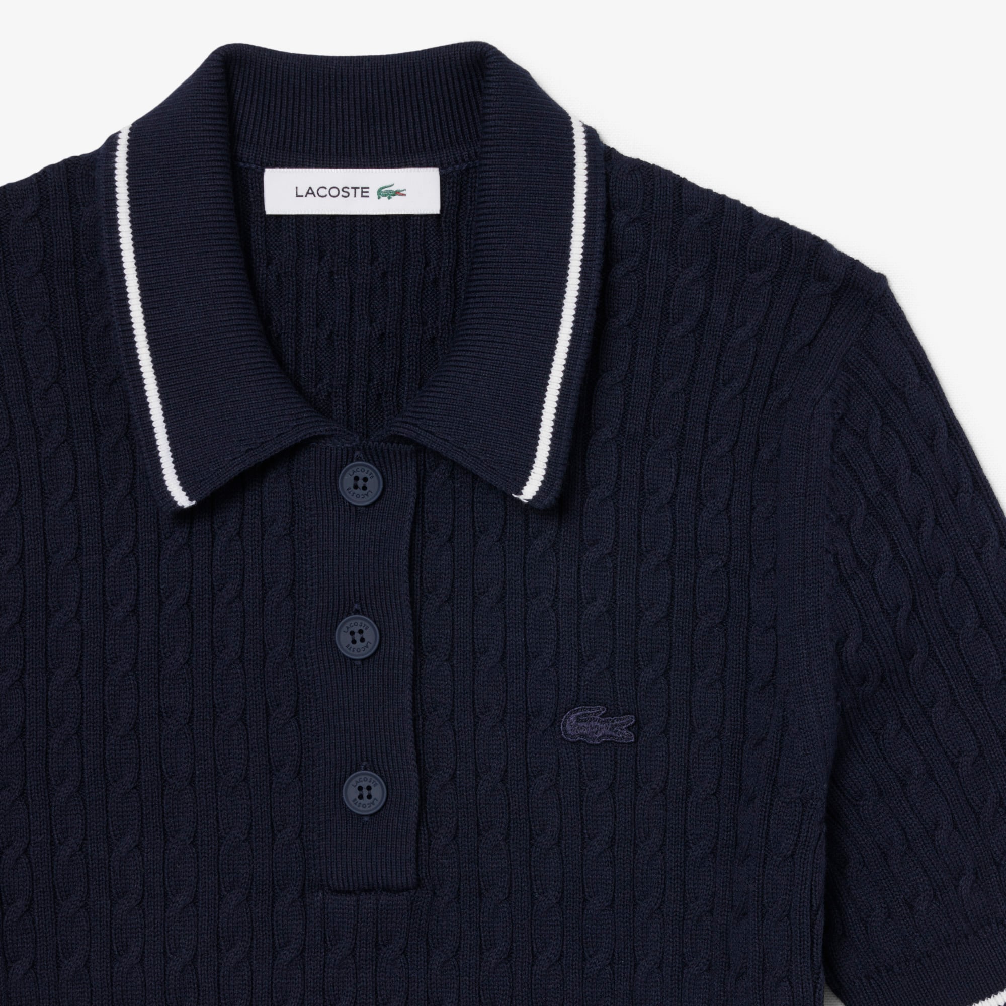Striped Cable Knit Polo Collar Sweater - Sweaters & Sweatshirts