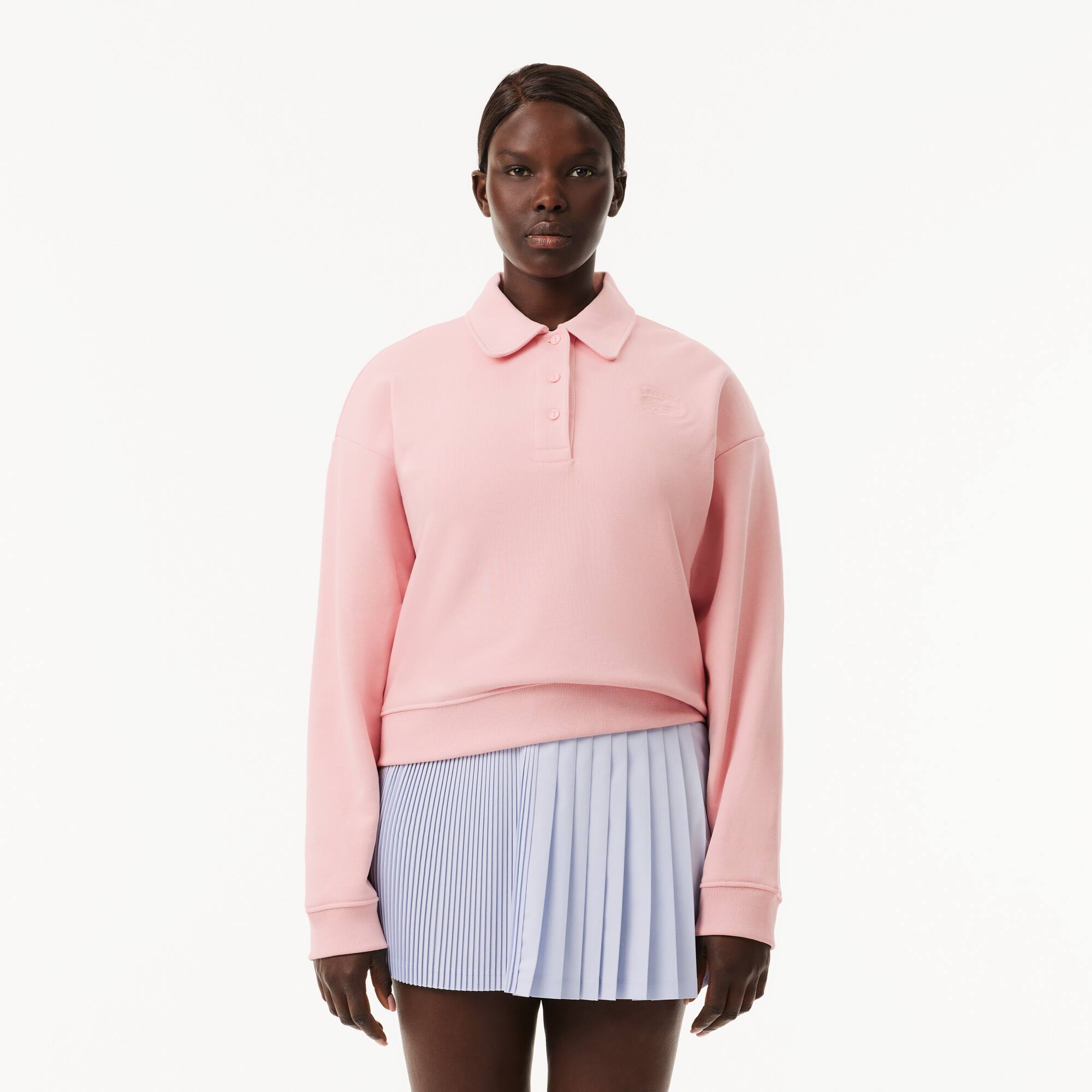 Women's Relaxed Fit Embroidered Polo Sweatshirt - Sweaters