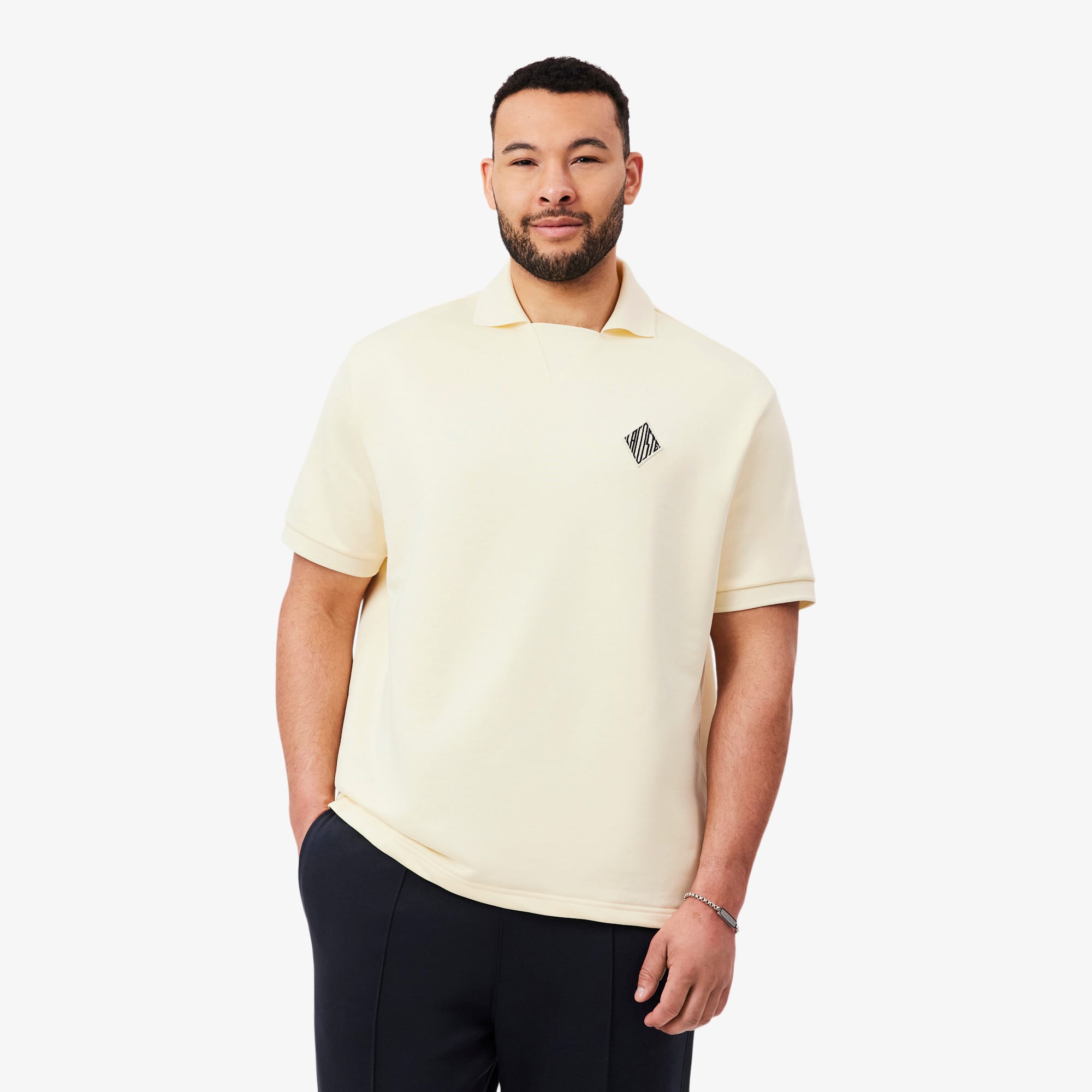 Loose Fit Badge Accent Fleece Polo