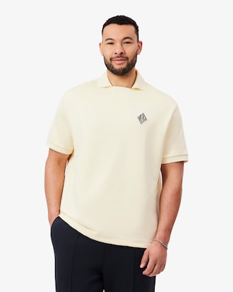 Loose Fit Badge Accent Fleece Polo Shirt