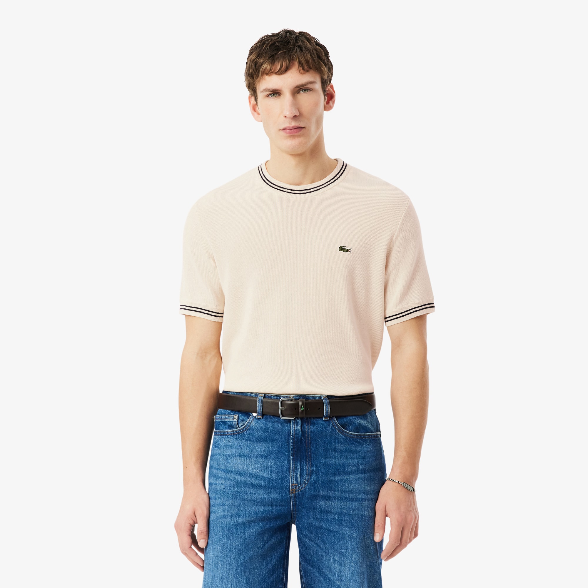 Lacoste Men's Classic Fit Striped Knit T-Shirt