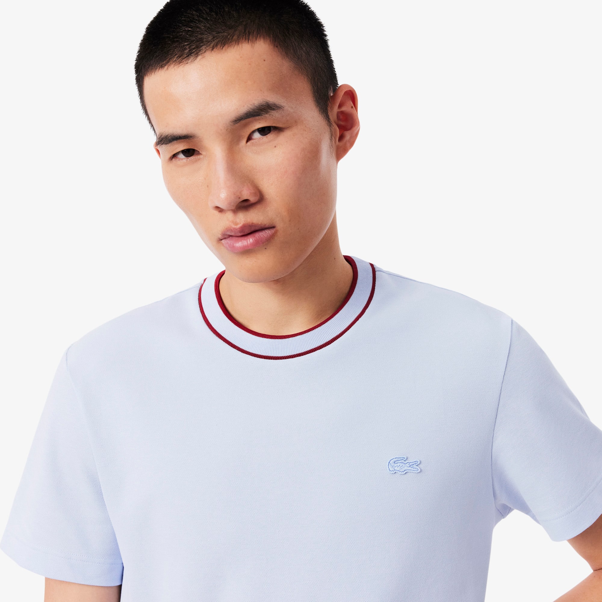 Men's Stretch Piqué Striped Collar T-Shirt - T-shirts - New In
