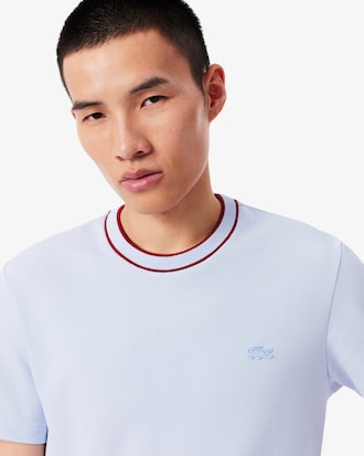 Men's Stretch Piqu&eacute; Striped Collar T-Shirt