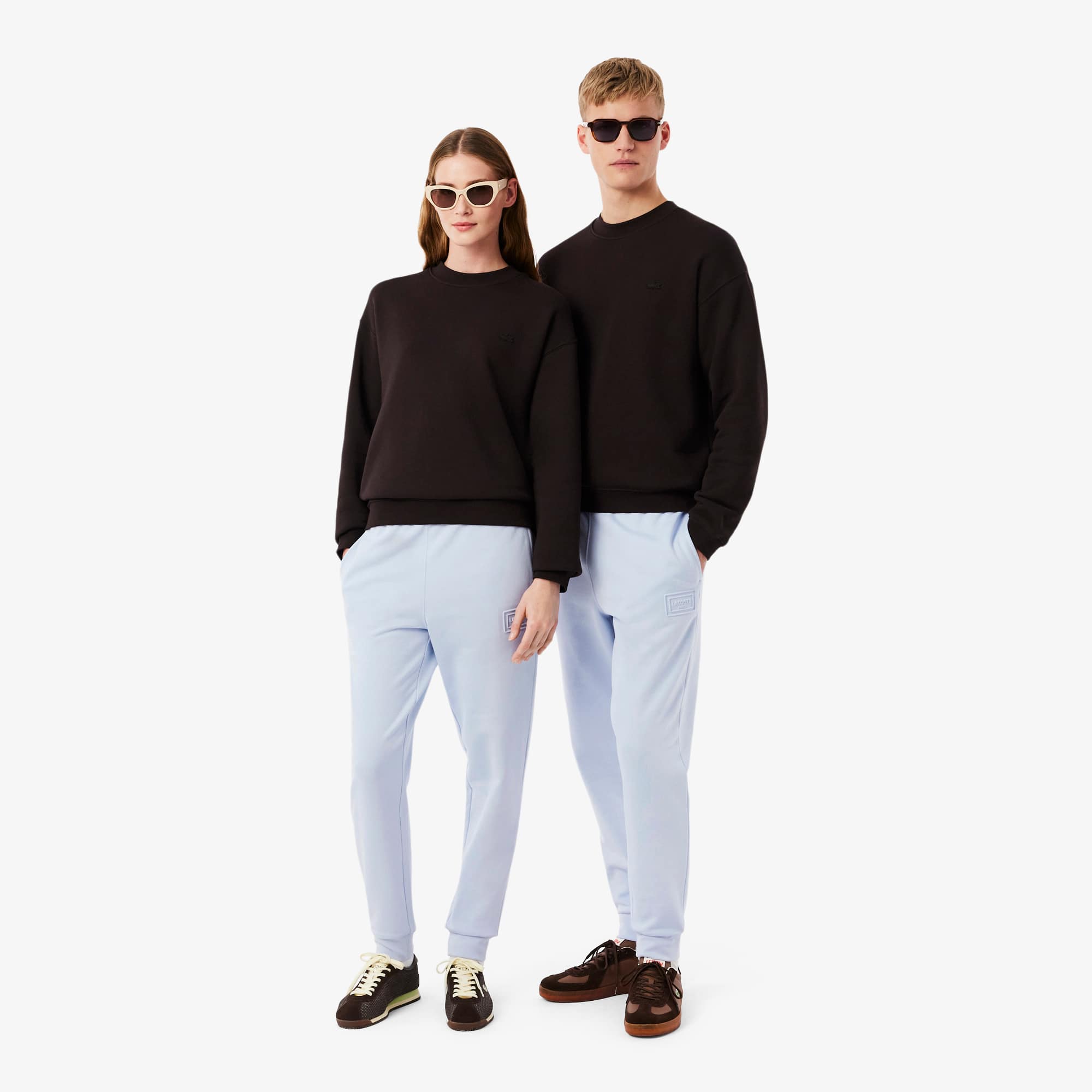 Lacoste Embossed Branding Sweatpants In Blue