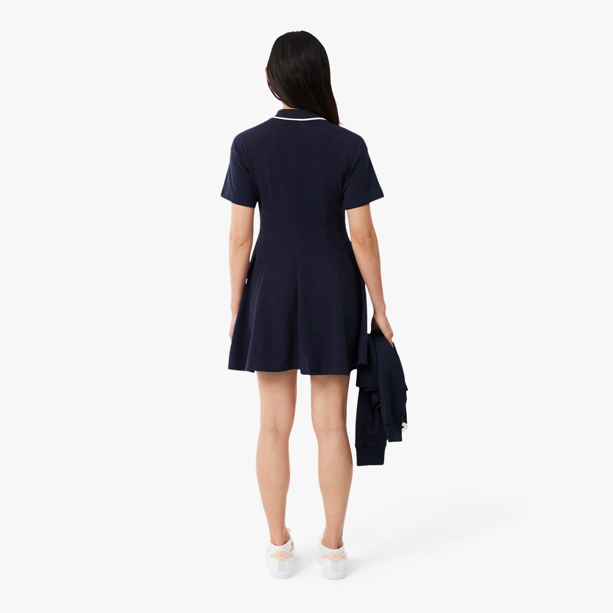 Flared Badge Accent Petit Piqué Dress