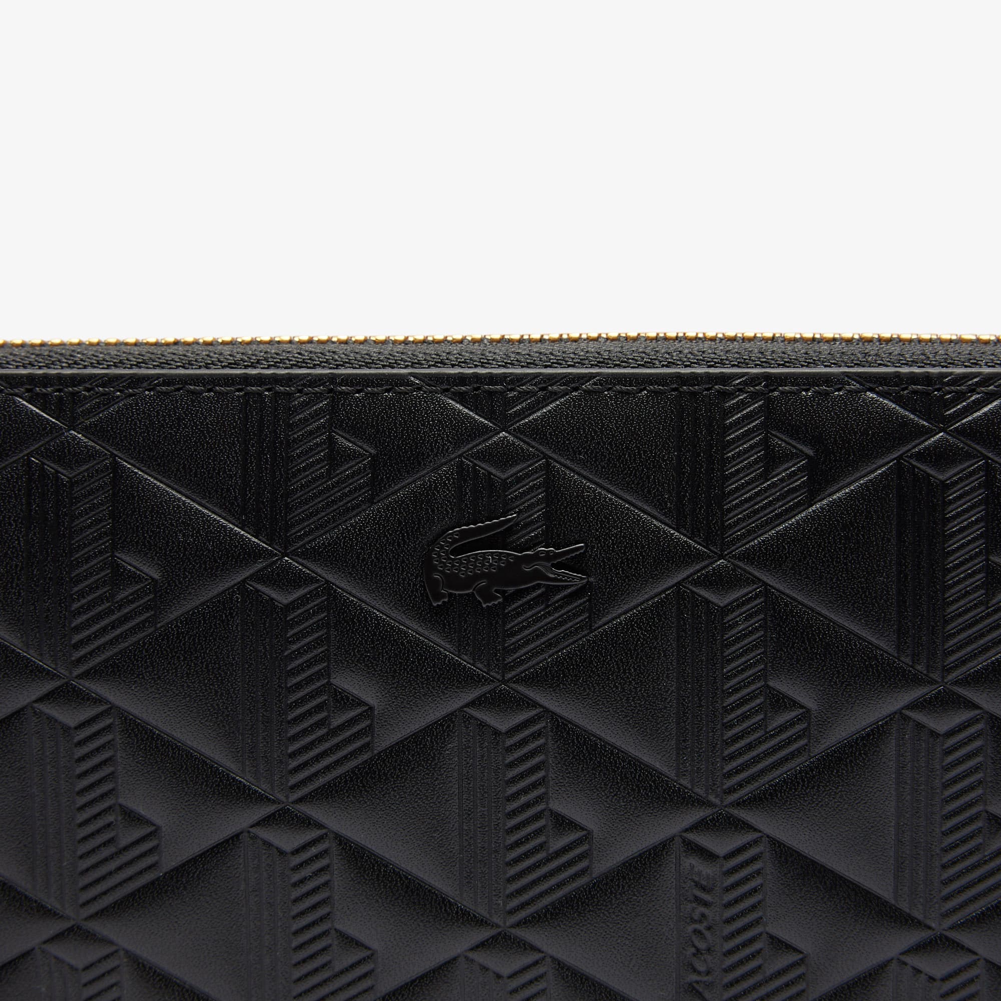 ★LACOSTE★ Women's Maheki Card Wallet Black NF4828M55G000 Women's Maheki Embossed Leather Zip Billfold - Wallets