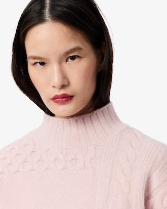 Women's Patchwork Effect High-Neck Wool Sweater