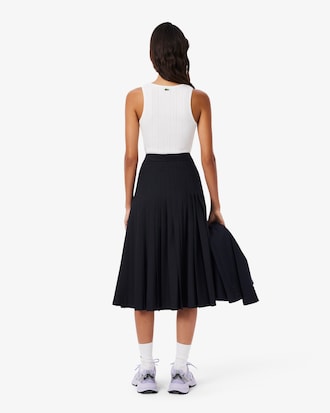 Falda Midi Cruzada De Lana Plisada