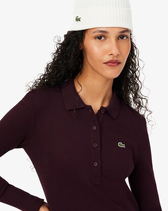 Vestido Ajustado con Cuello Polo de Algod&oacute;n Acanalado