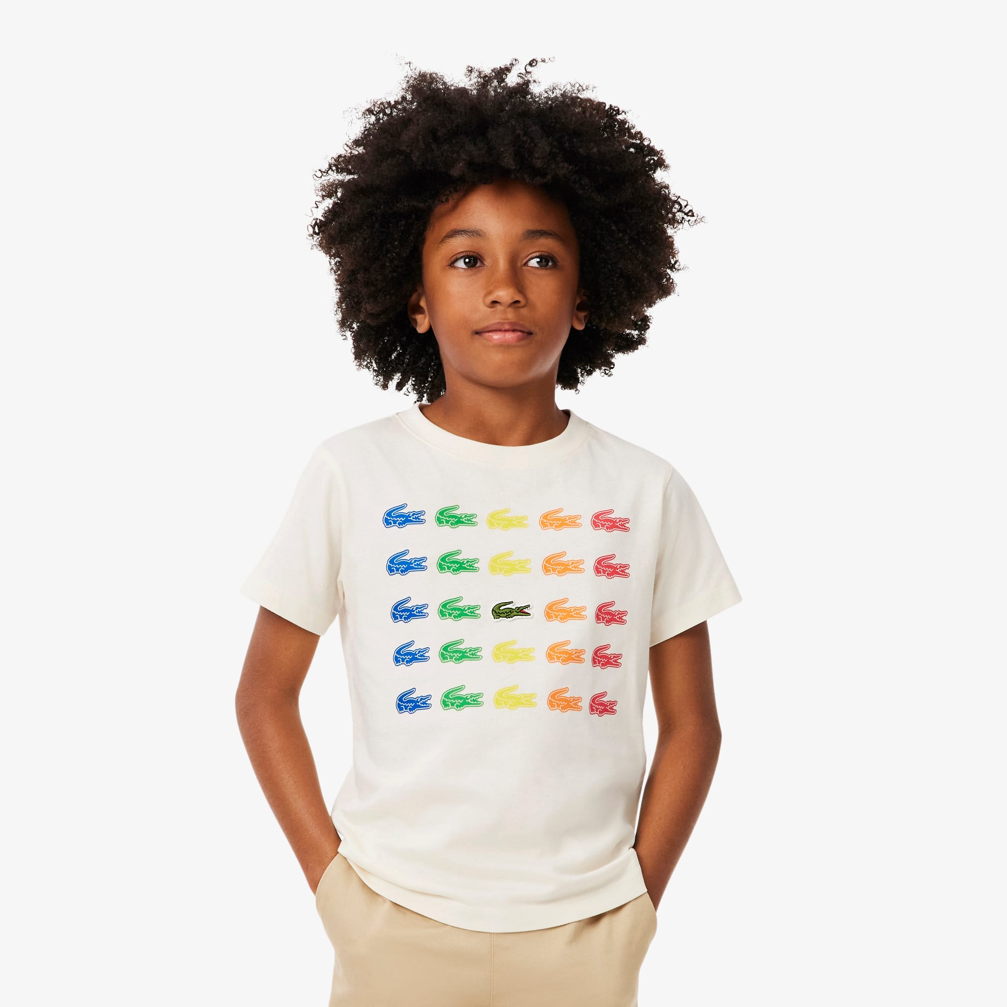 Lacoste Printed Cotton T-shirt - 16 Years In White
