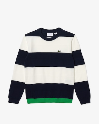 Kids' Crew Neck Striped Cotton Blend Sweater