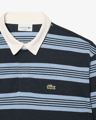Relaxed Fit Striped Piqu&eacute; Rugby Polo Shirt