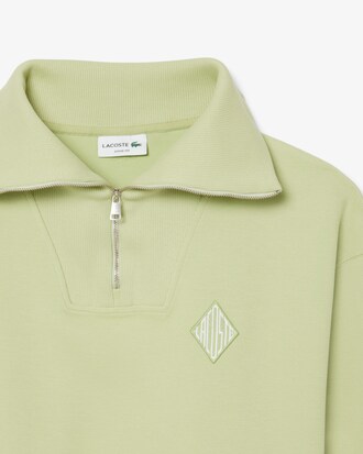 Loose Fit Zipped Neck Piqu&eacute; Sweatshirt