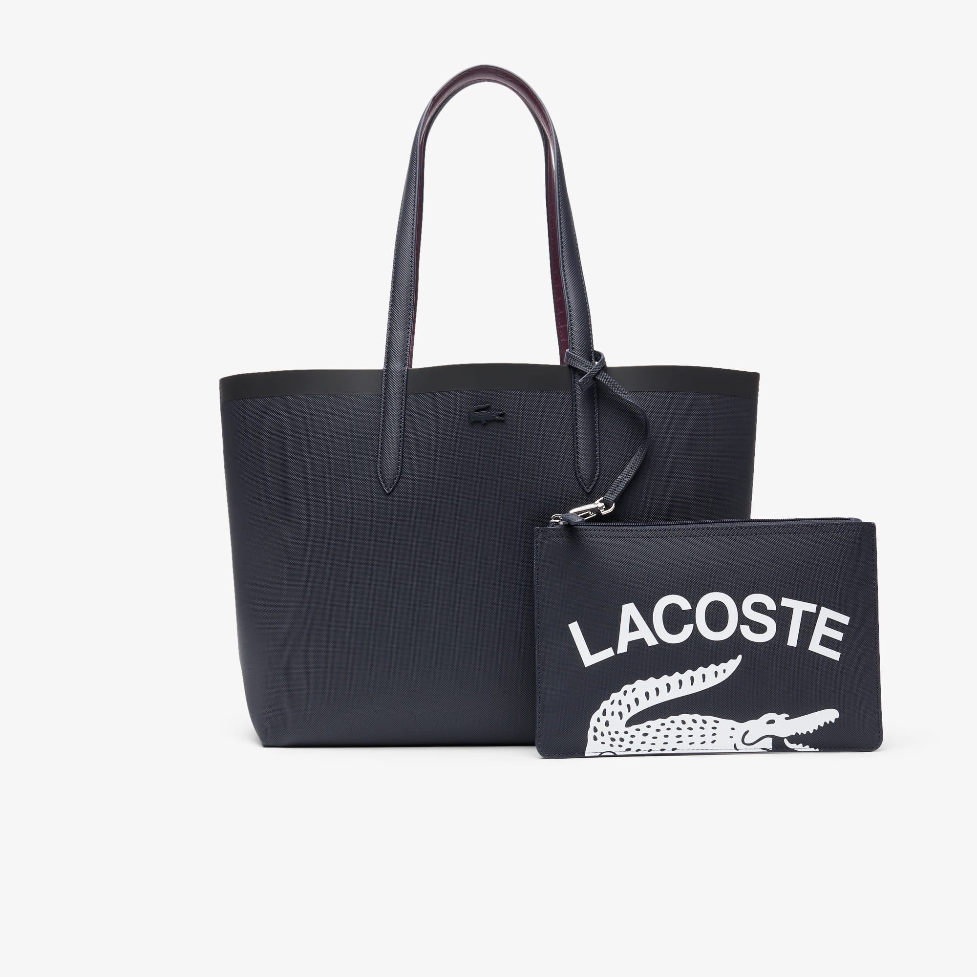 Lacoste Crocodile Effect Reversible Anna Tote - One Size In Blue