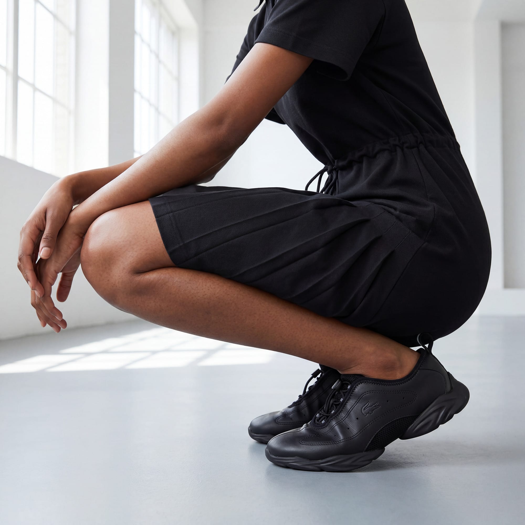 Lacoste Sneakers Tennis Ballerina de Piel para Mujer Negro