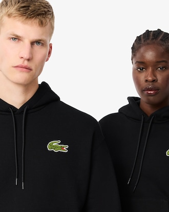 Unisex Loose Fit Badge Accent Hoodie