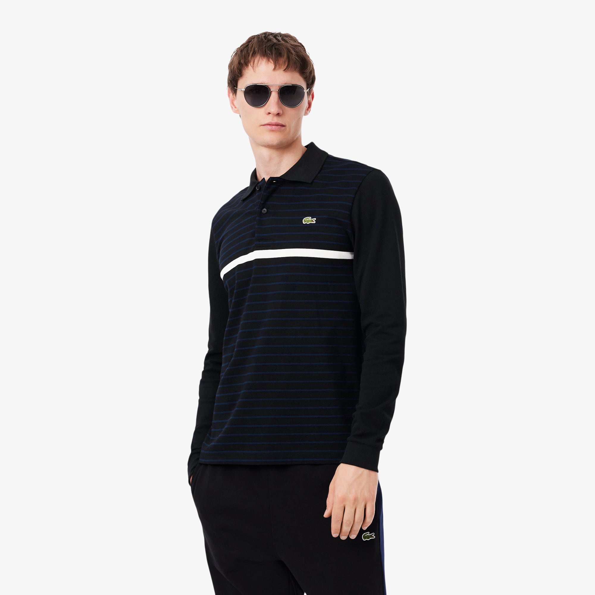 Classic Fit Striped Piqué Polo Shirt