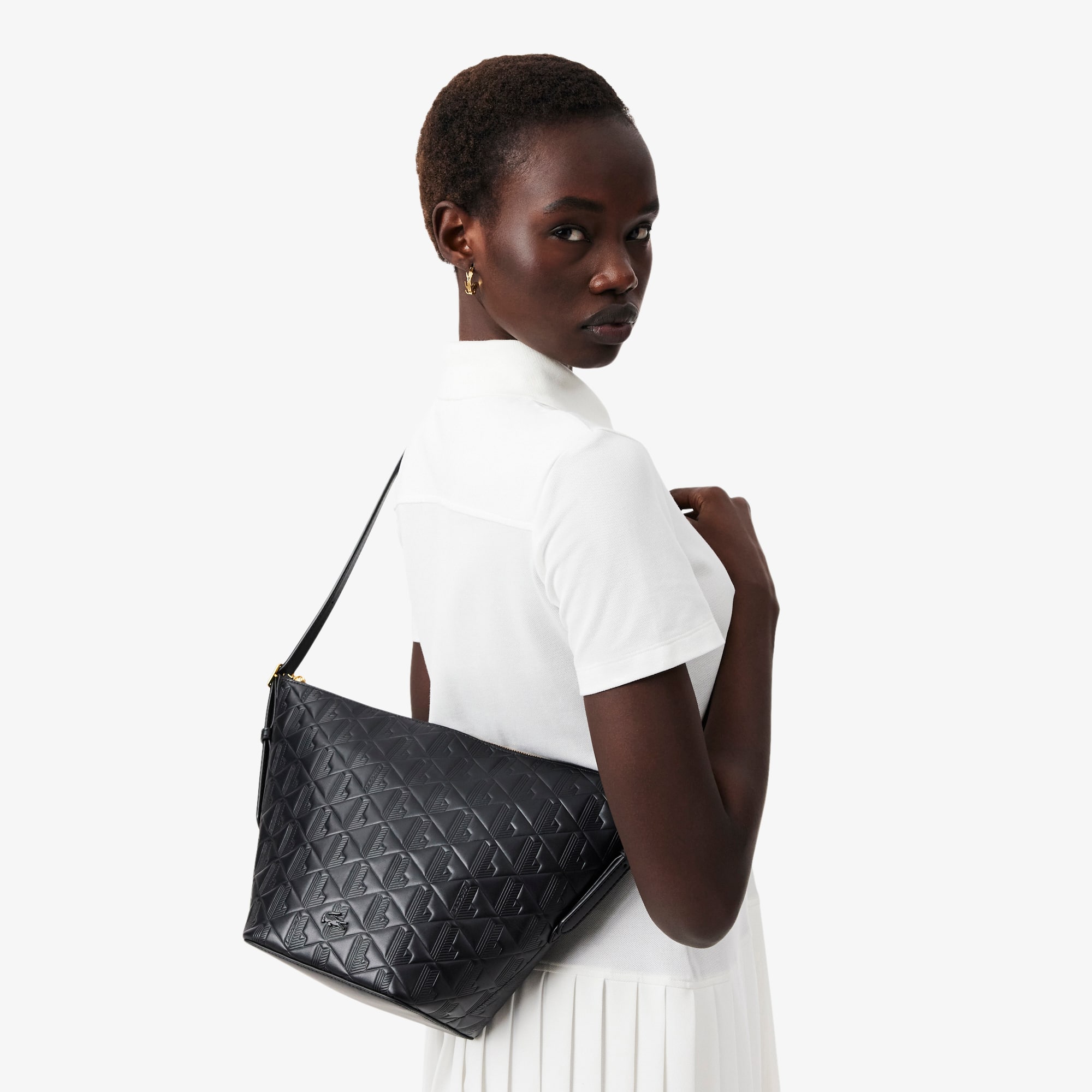 Maheki Embossed Leather Hobo Bag