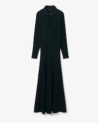 Runway Polo Collar Silk Maxi Dress