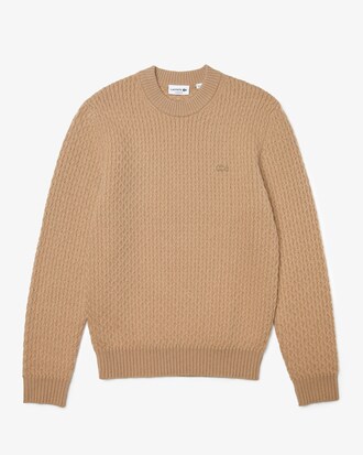 Men&rsquo;s Crew Neck Wool And Cashmere Cable Knit Sweater